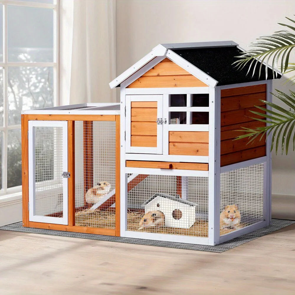 Wooden House Hutch Poultry Cage Waterproof Roof pets