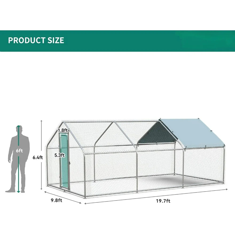 Large Metal Chicken Coop with Waterproof Cover