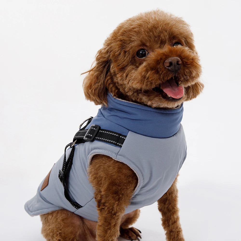 Pet Jacket With Harness Winter Dog Clothes