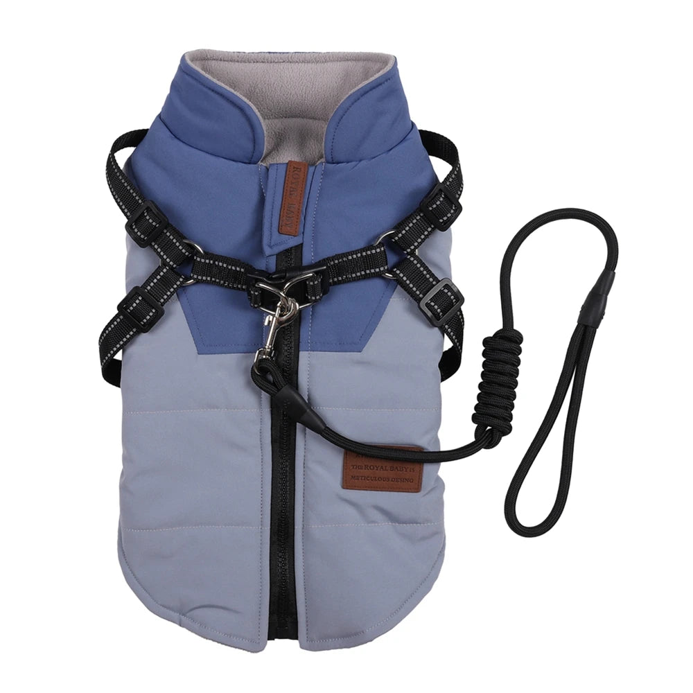 Winter Pet Dog Jacket With Harness Clothes Waterproof