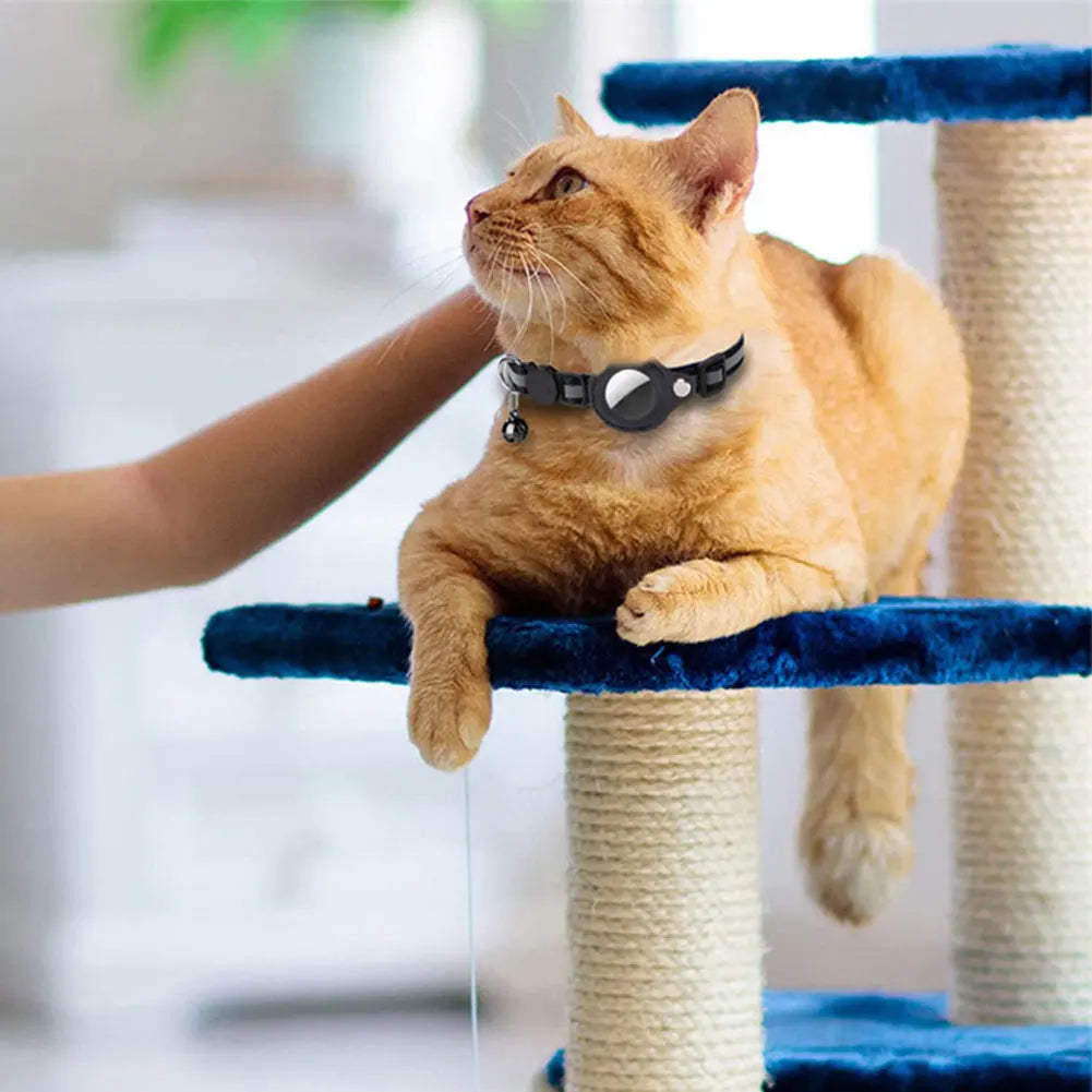 For Apple AirTag Pet Collar with Bell Safety Buckle GPS Tracker Holder
