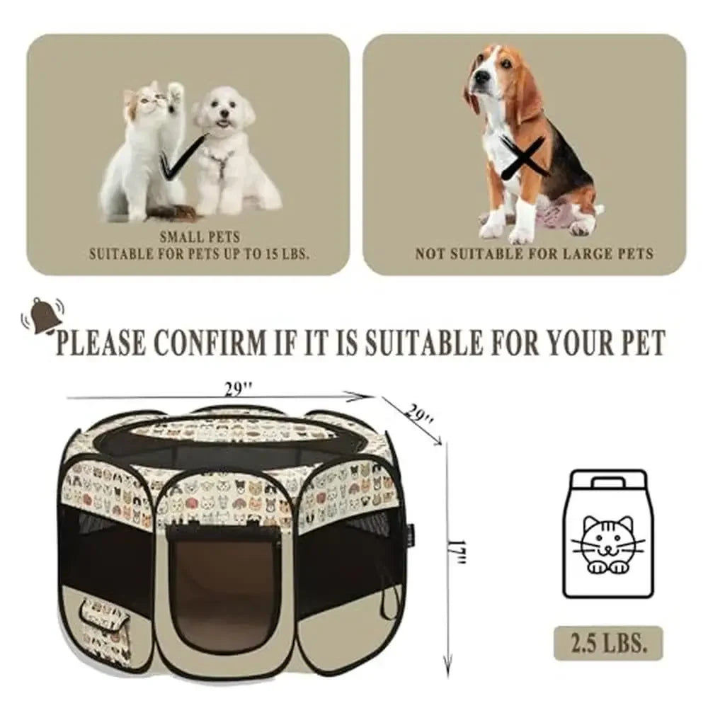 Portable Pet Playpen with Mat cat or dog
