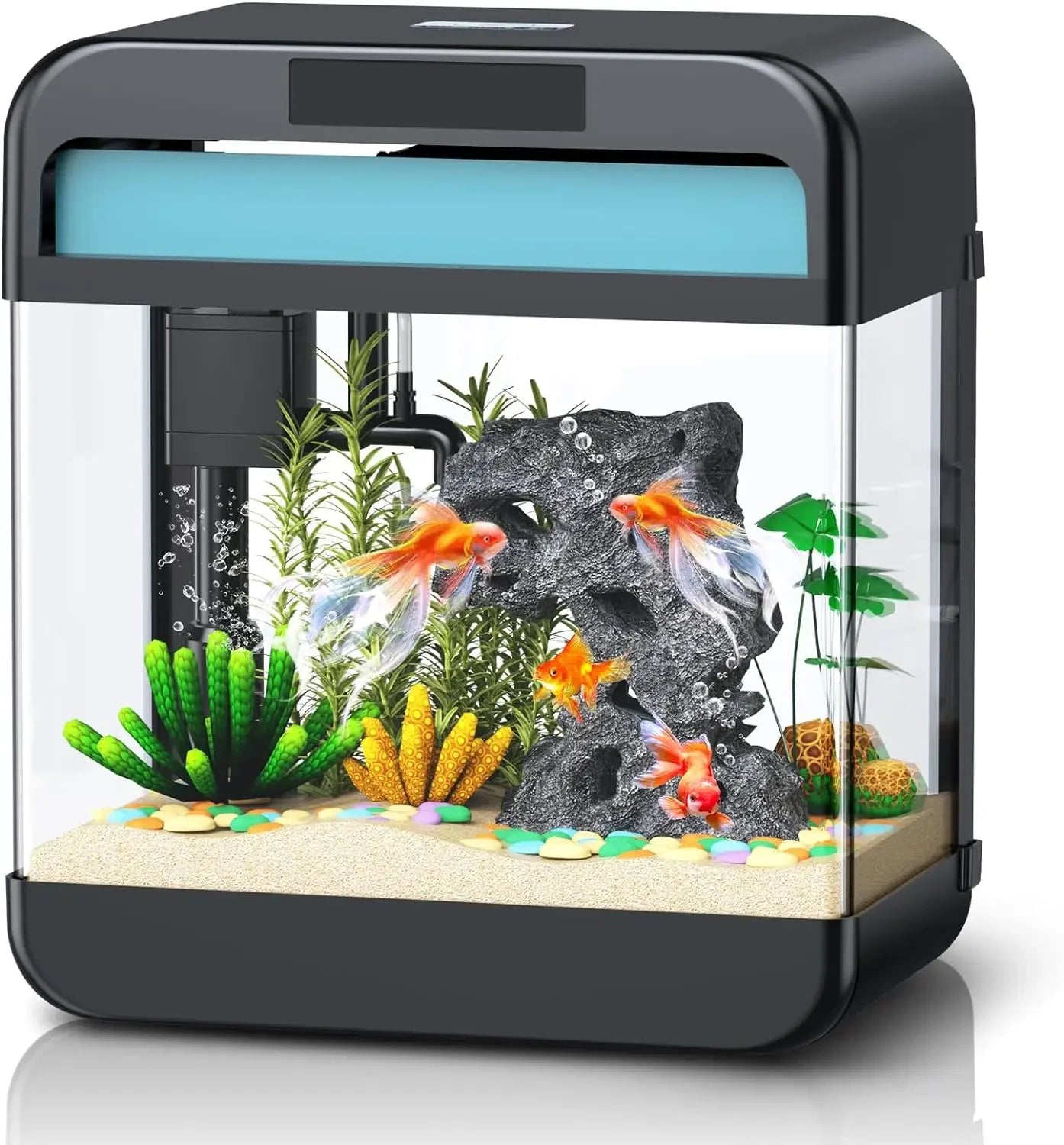 Fish Tank Aquarium 2.2 Gallon with Adjustable 3 Color Lighting