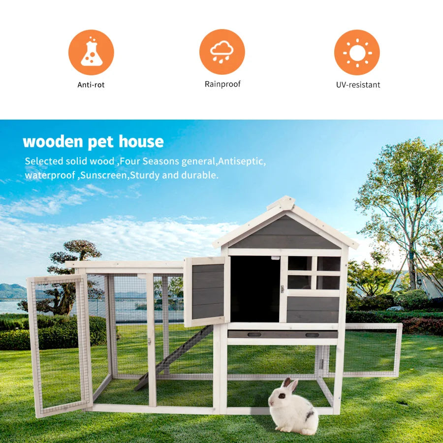 Wooden Chicken Coop Hen House Rabbit home