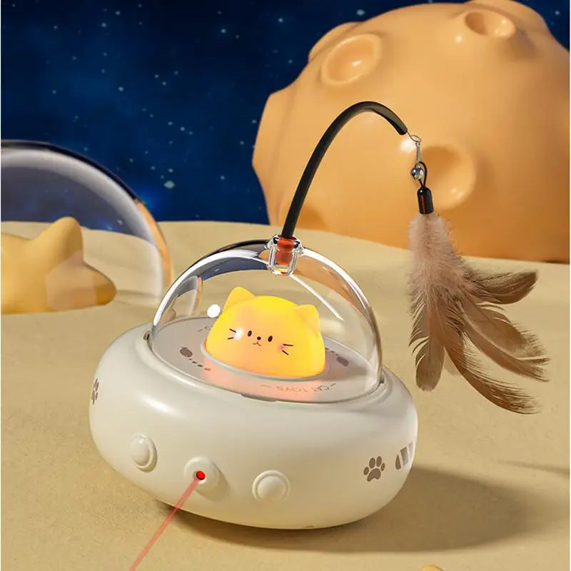 Electric Interactive Cat Toy with Feather Teaser Wand Rechargeable