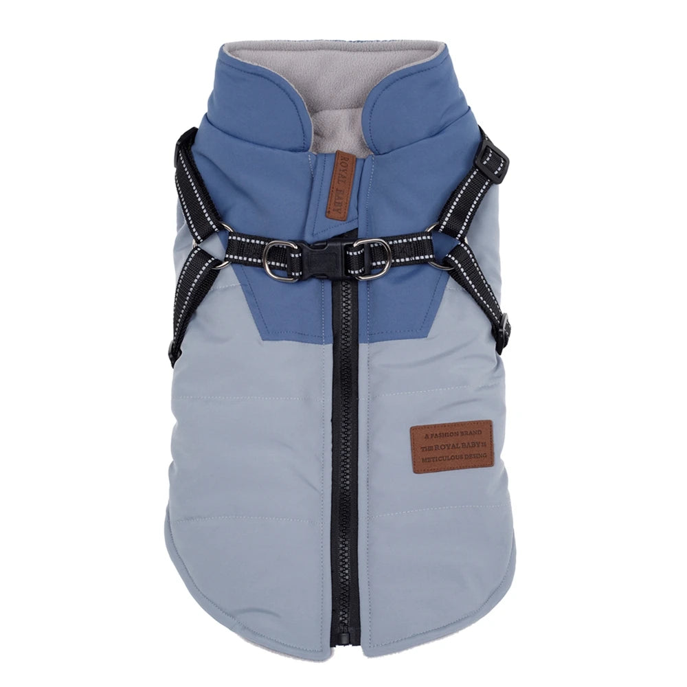 Waterproof Pet Dog Jacket With Harness Winter Warm