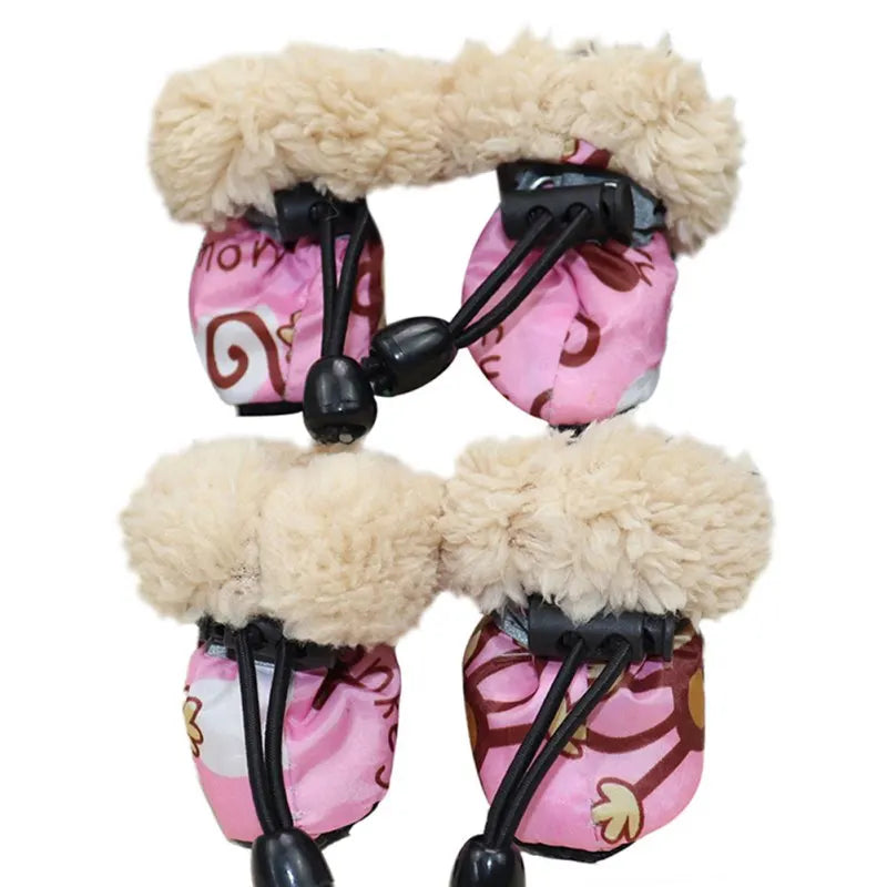 New 4pcs/set Pet Winter Warm Soft Cashmere Anti-skid Shoes