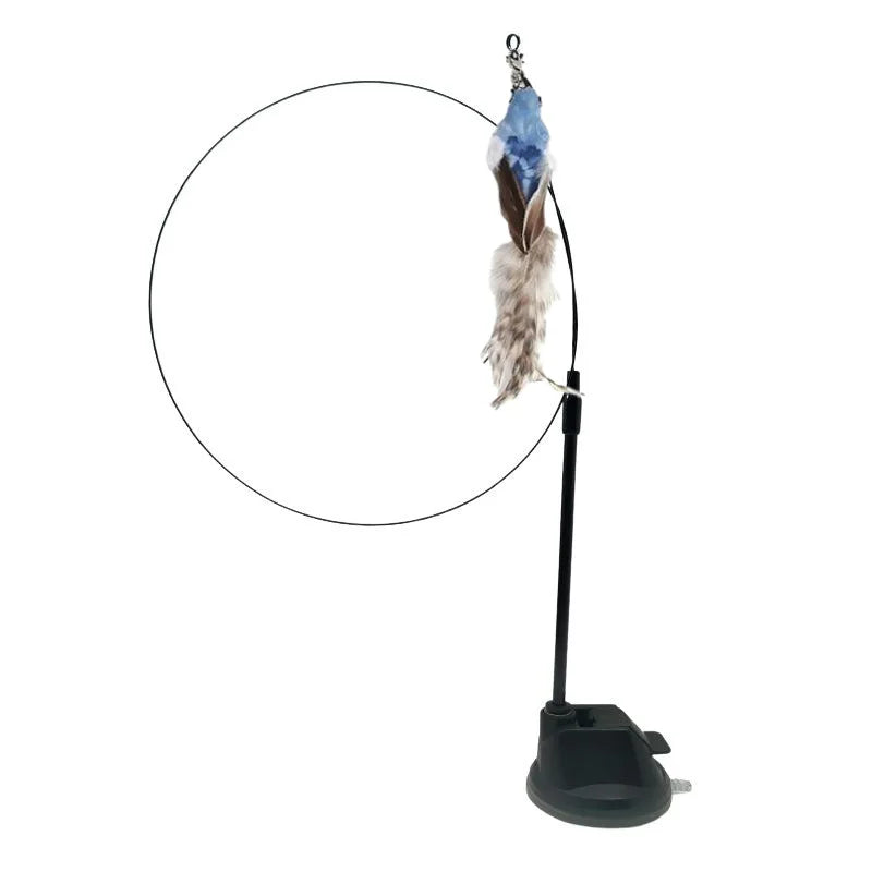 Interactive Cat Toy Simulation Feather Bird with Suction Cup