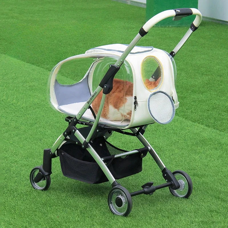 Pet Dog Stroller Detachable Pet Car Bag Transparent
