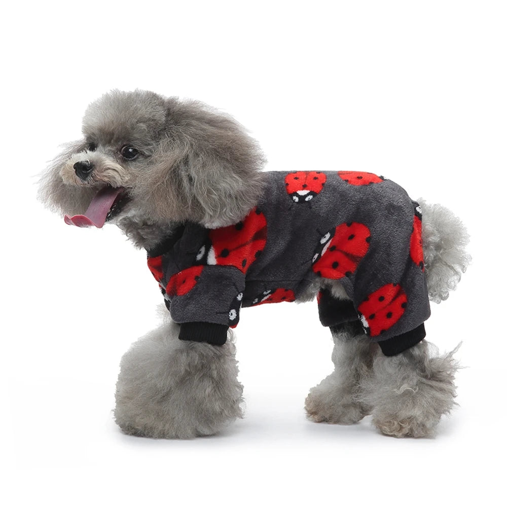 Warm Dog Pajamas Clothes Ladybug Penguin Pattern Clothes