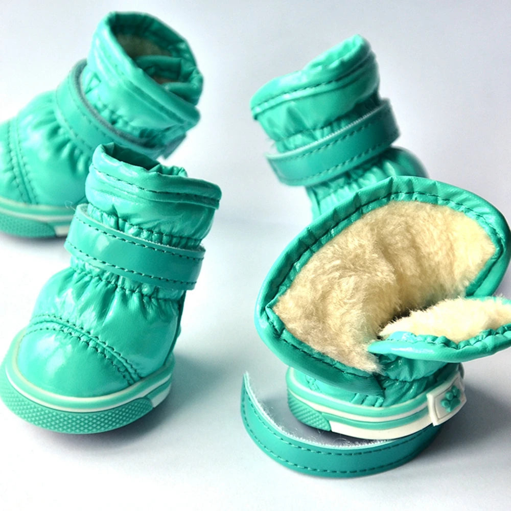 4 Pcs/Set Warm Dog Snow Boots Waterproof Anti-Slip Shoes