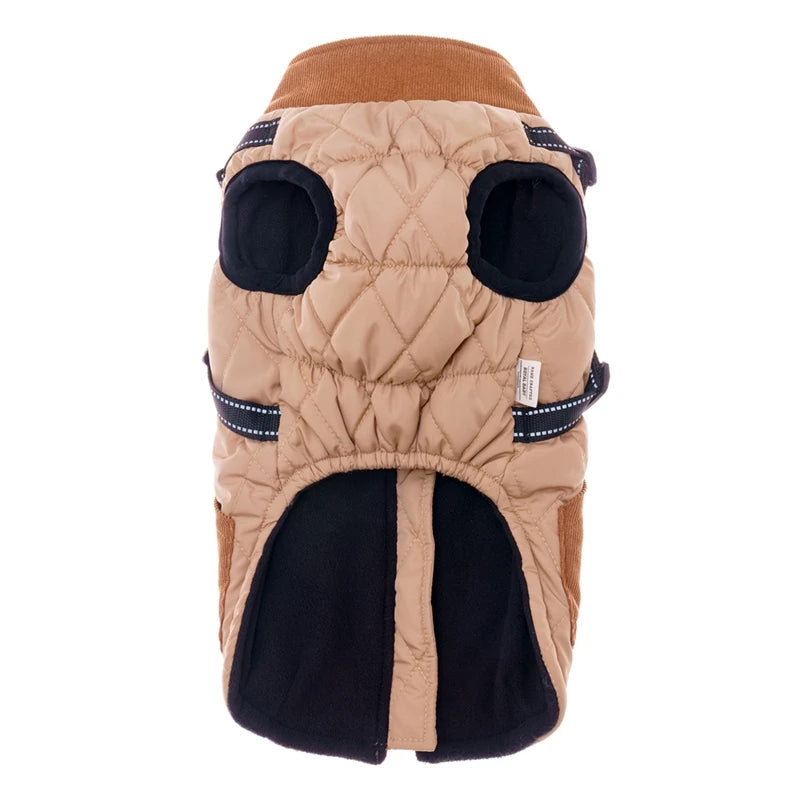 Winter Dog Jacket With Harness Zippered for Cold Weather