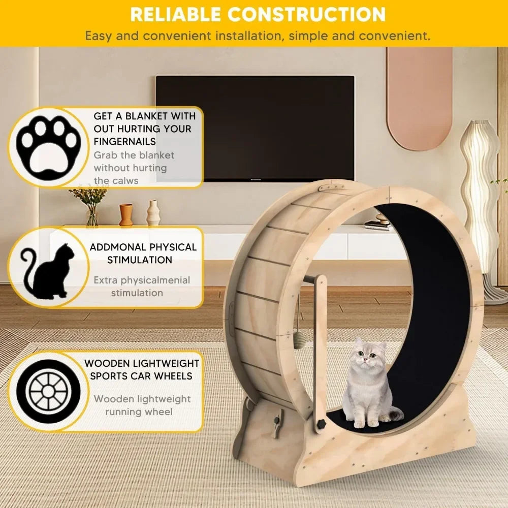 Cat Running Wheel Treadmill With Carpeted Runway