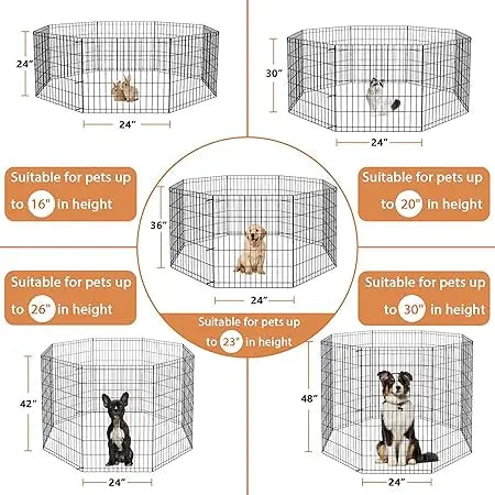 Pet Dog Playpen 24/30/36/42/48 Inch Metal Portable pen
