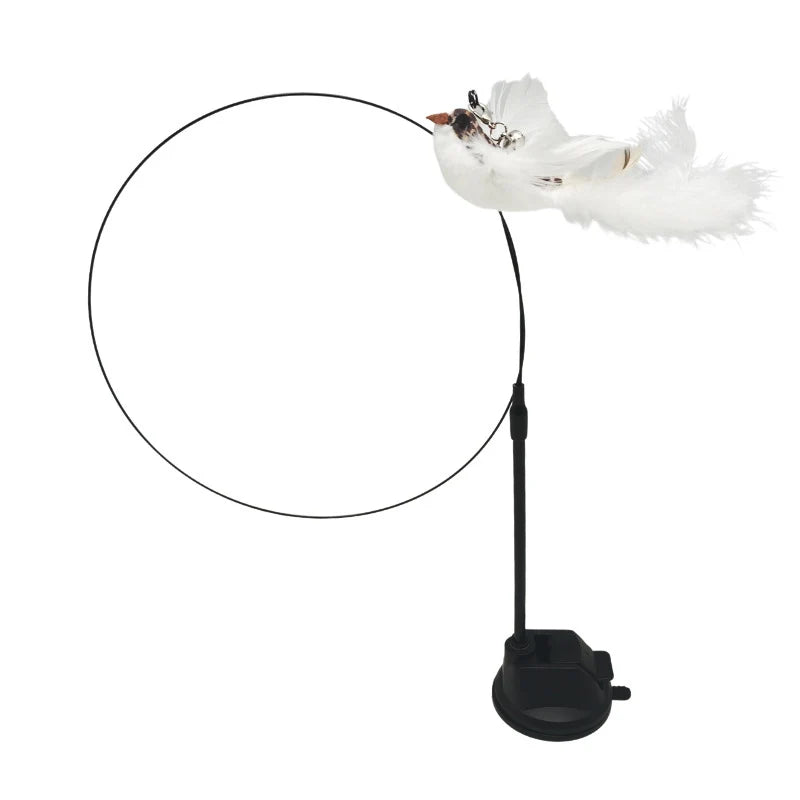 Interactive Cat Toy Simulation Feather Bird with Suction Cup