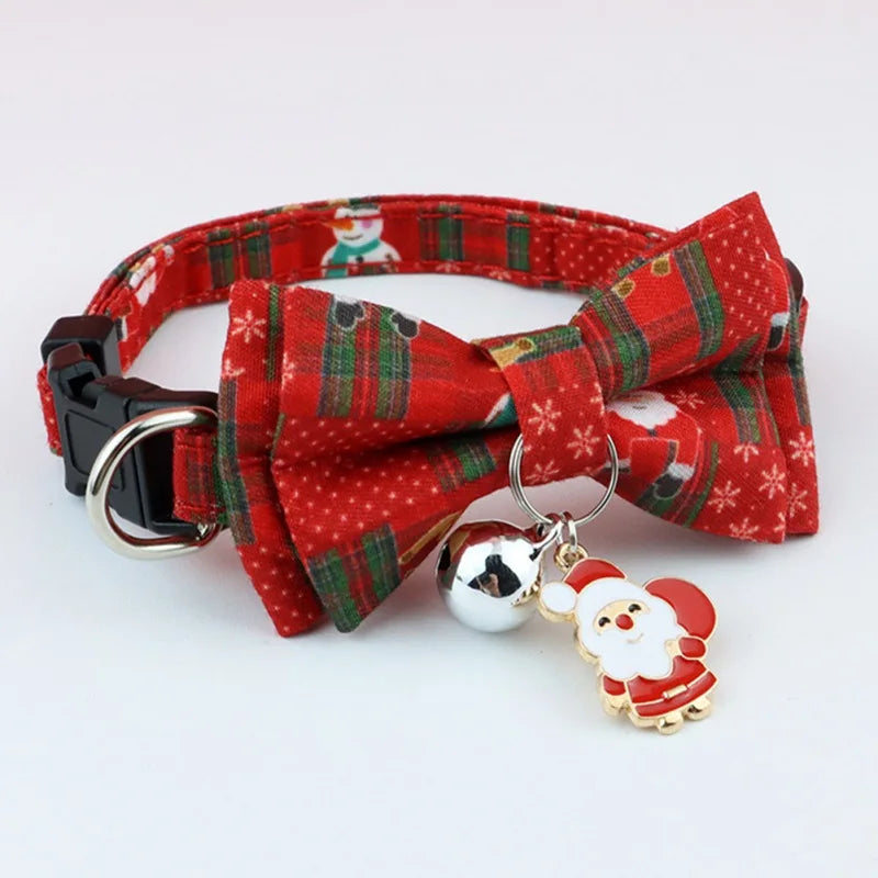 Christmas Dog Or Cat Collar Big Bowknot Holiday Tie Adjustable Neck Strap