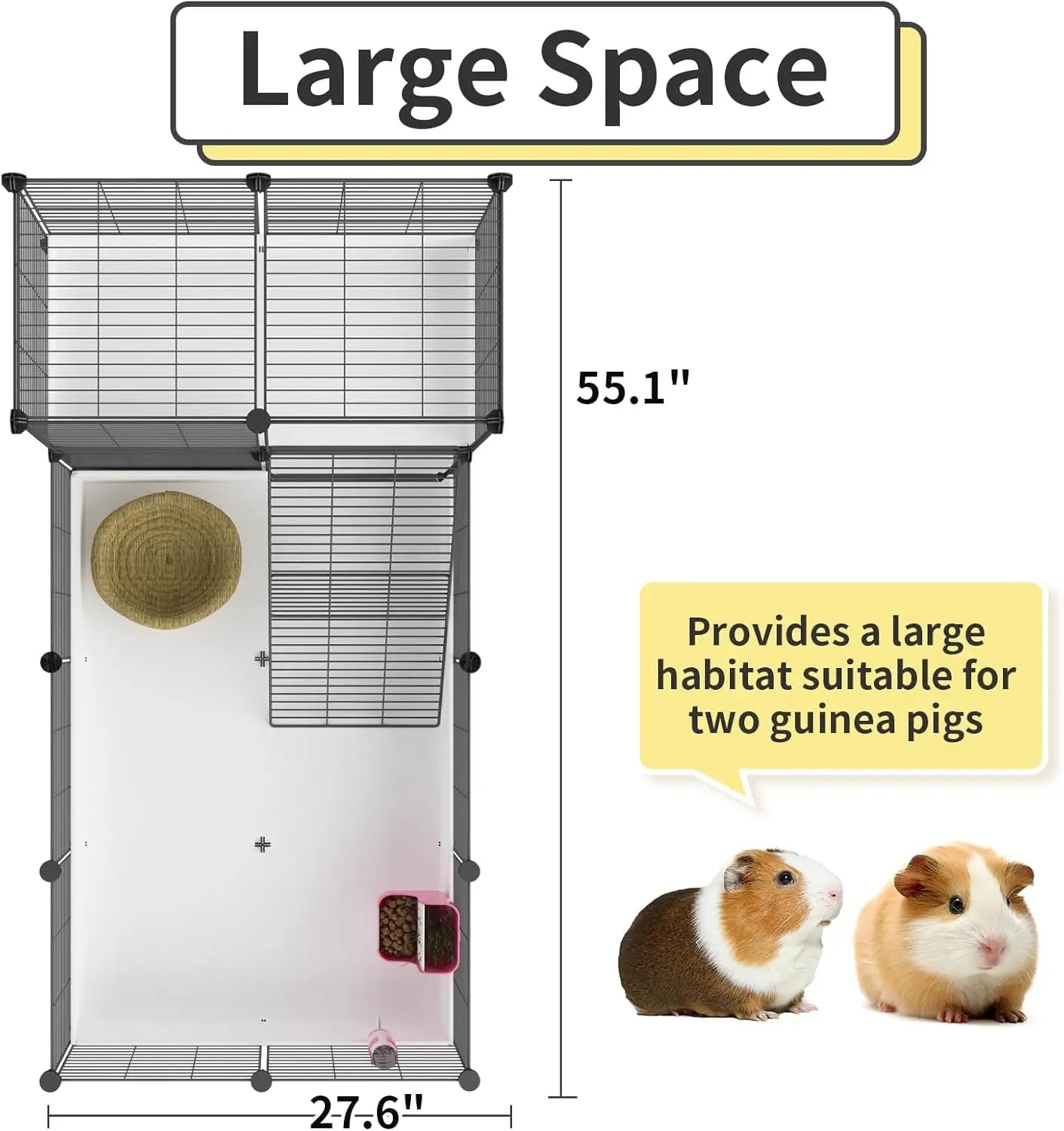 Guinea Pig Cage Indoor Habitat Cage with Plastic Bottom Playpen