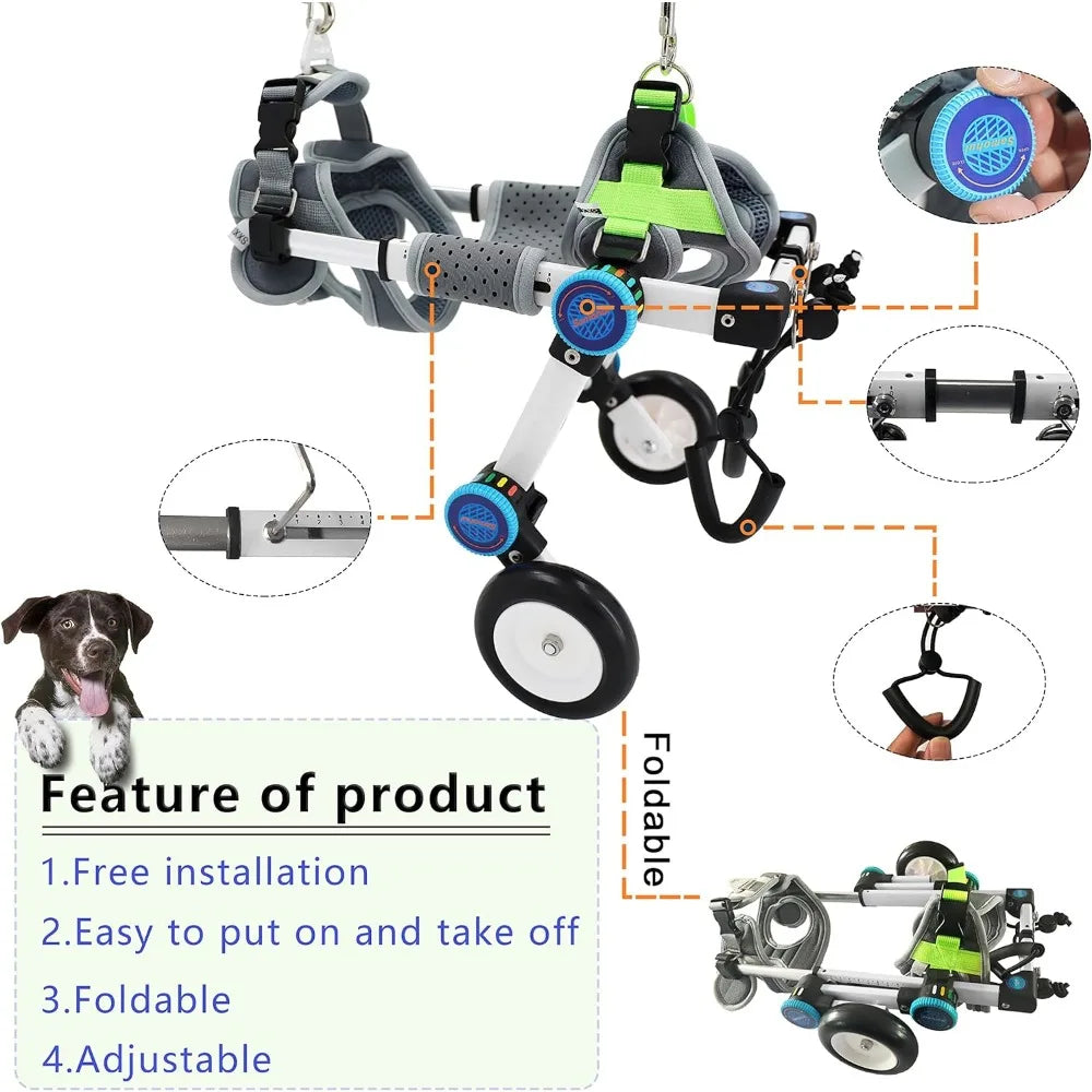 Dog Wheelchair Fordable for Small Pets with Paralyzed Hind,Pet Strollers