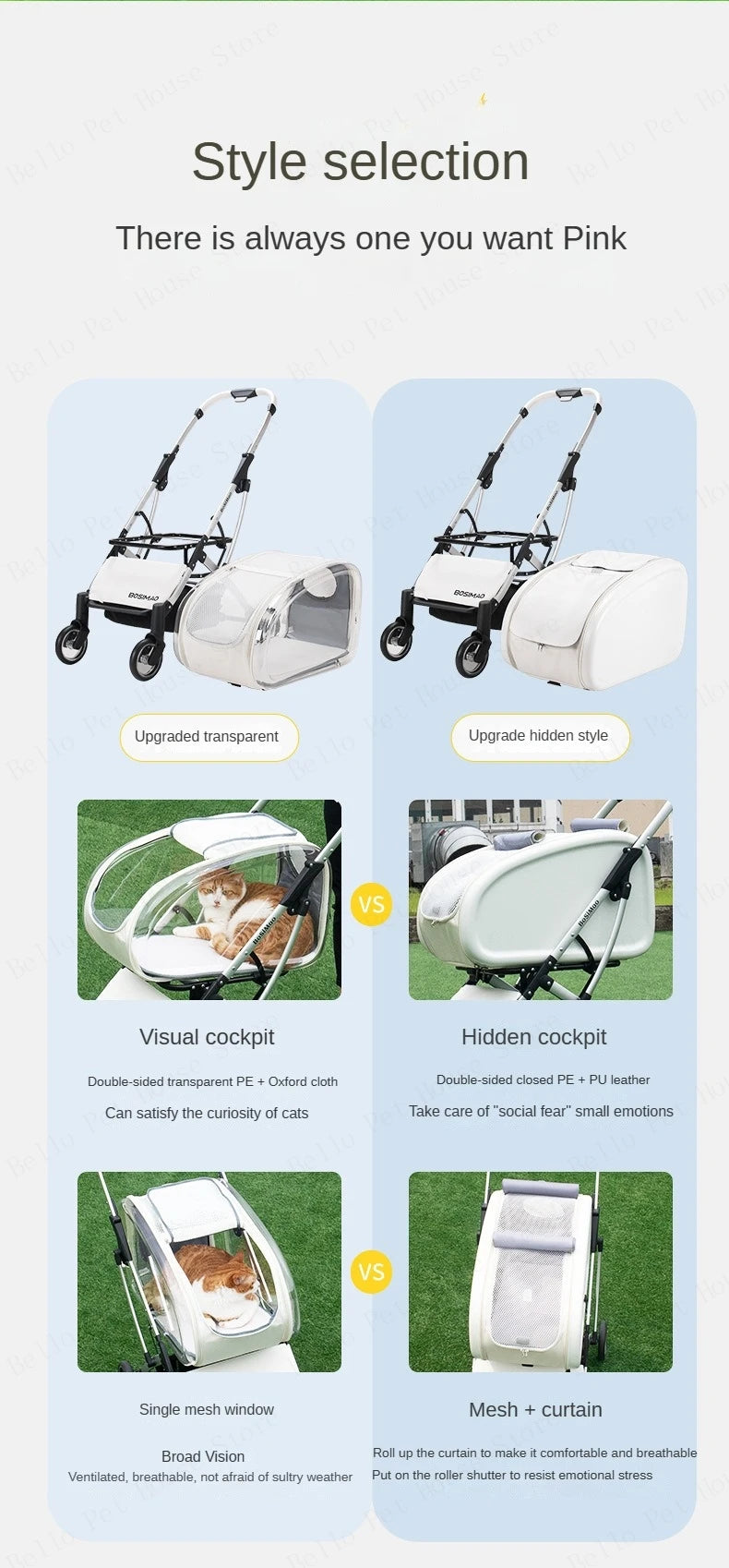 Pet Dog Stroller Detachable Pet Car Bag Transparent