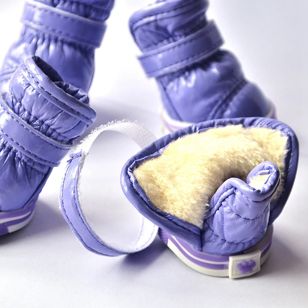 4 Pcs/Set Winter Pet Shoes For Small Dogs Warm Fleece