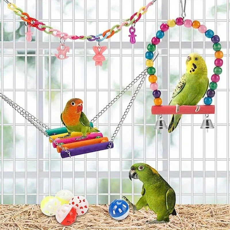 Pet Bird Swing Bell Parakeet Budgie Hanging Toys