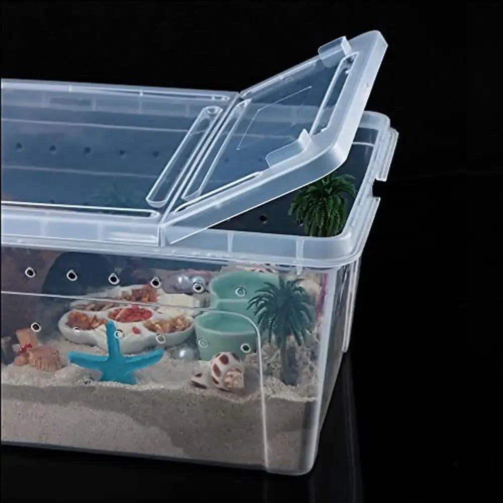 Reptile Feeding Box Plastic Transparent Breeding Habitat