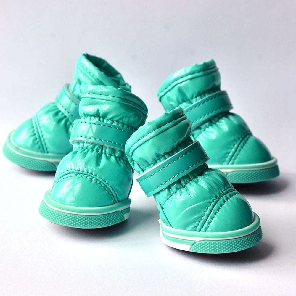 4 Pcs/Set Winter Pet Shoes For Small Dogs Warm Fleece