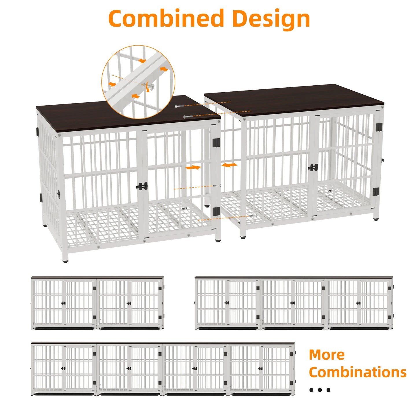Dog Crate Furniture Pet Kennel End Table Metal Kennel with Three Doors