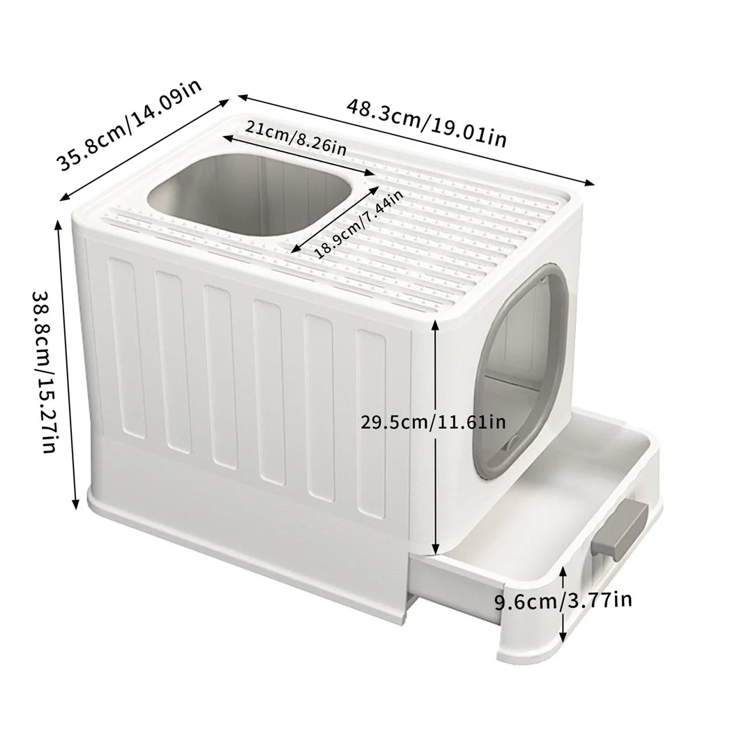 BingoPaw Cat Litter Tray Box: Foldable Top Entry Extra Large Cats Toilet