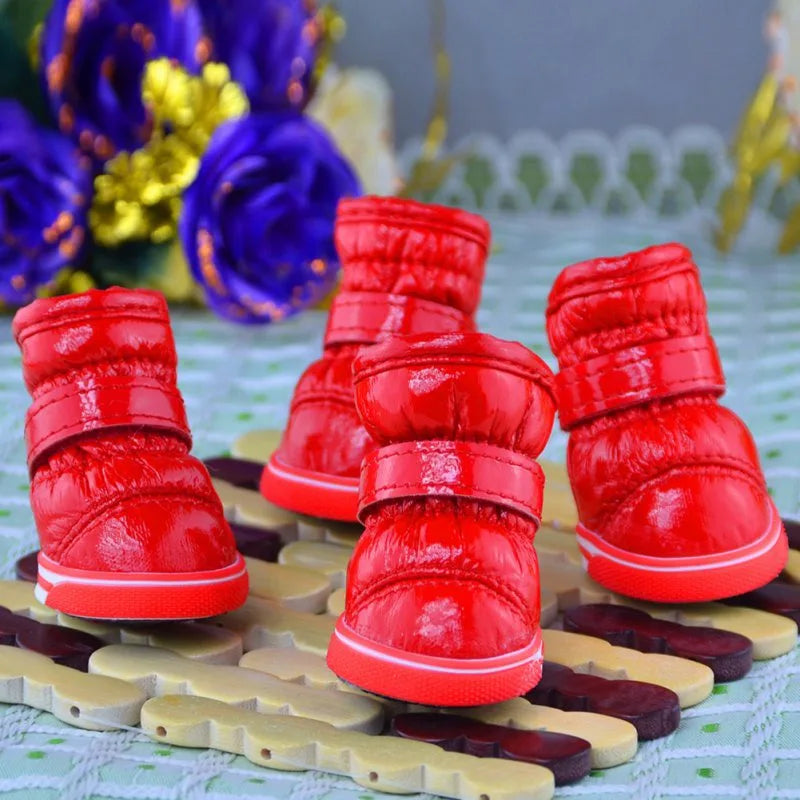 4 Pcs/Set Winter Pet Shoes For Small Dogs Warm Fleece