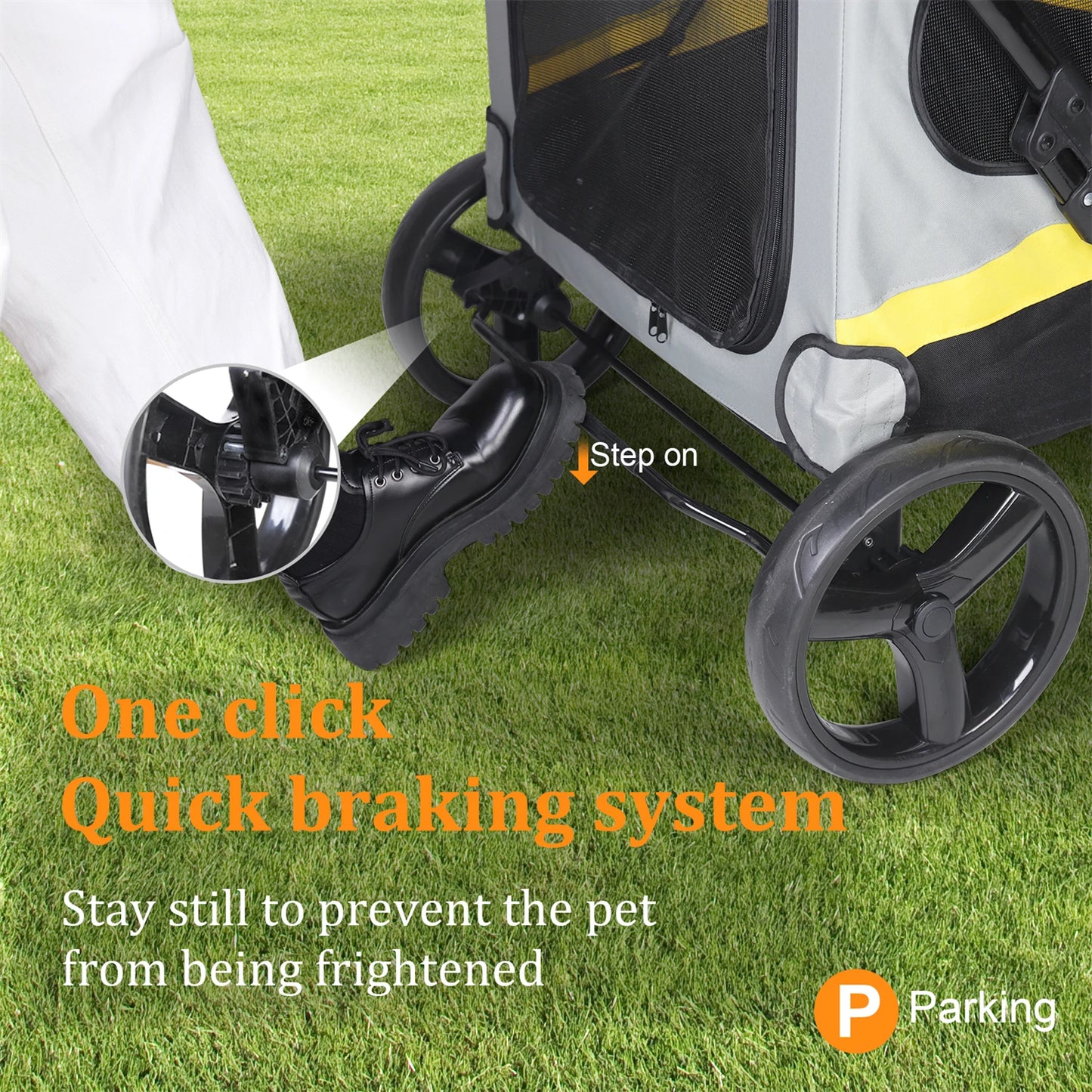 One-Click Folding Pet Stroller for Large Dogs