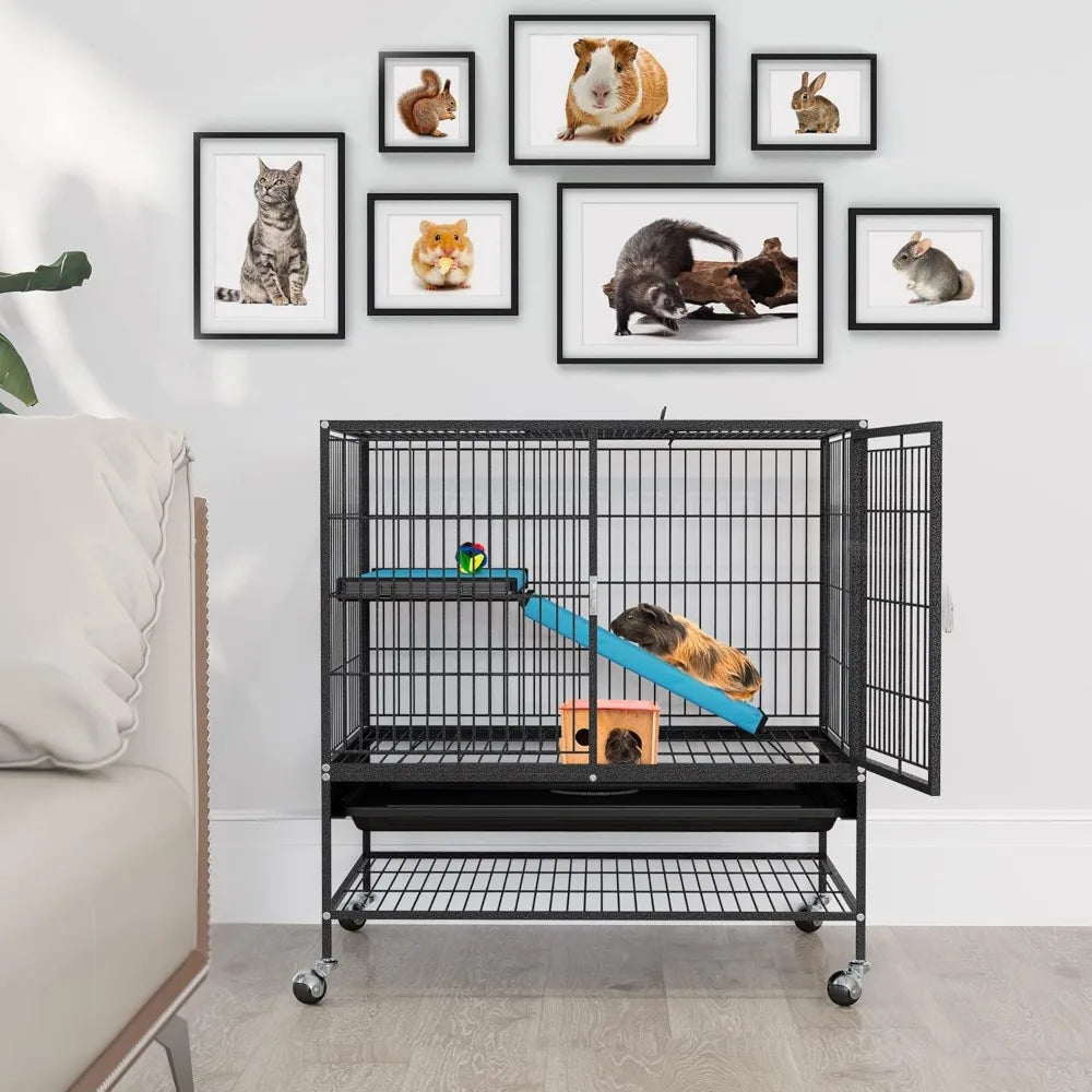 Metal 2-Tiers Small Animal Cages for Indoor Critter