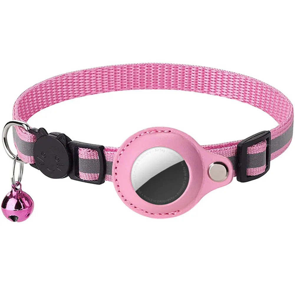 For Apple AirTag Pet Collar with Bell Safety Buckle GPS Tracker Holder