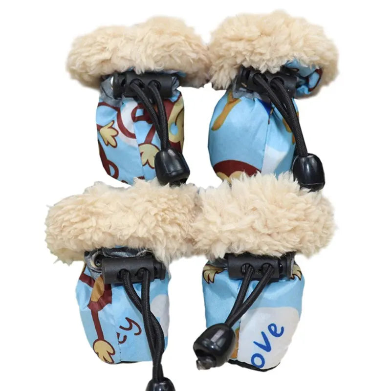 New 4pcs/set Pet Winter Warm Soft Cashmere Anti-skid Shoes