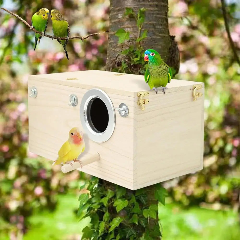 Bird Breeding Box Wood Nest Cage House For Nesting