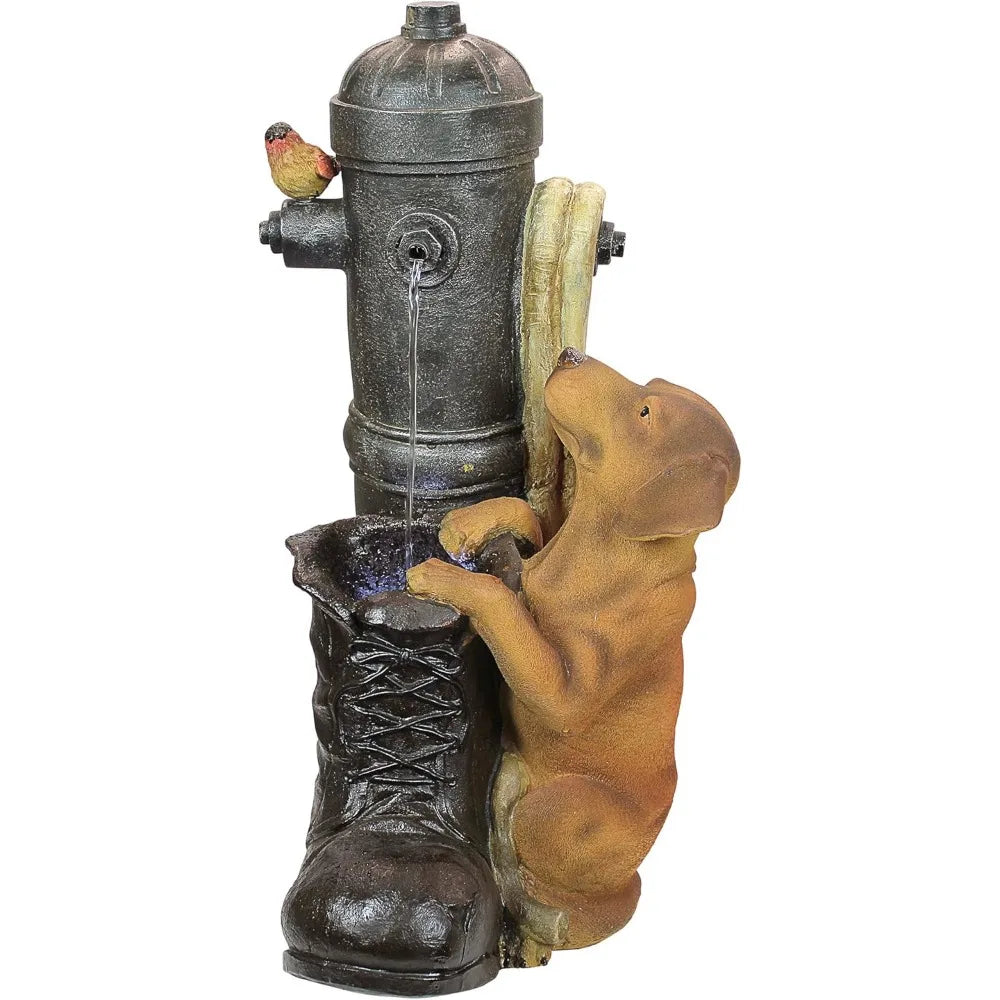 Fire Hydrant Pooch Sculptural Fountain gardening