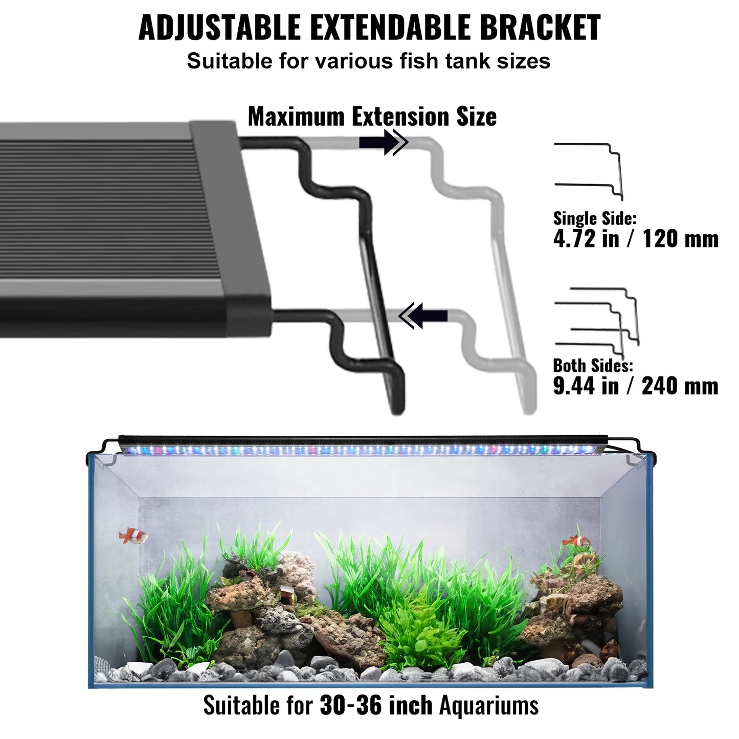 VEVOR Aquarium Light with 24/7 Natural Mode, Adjustable Timer