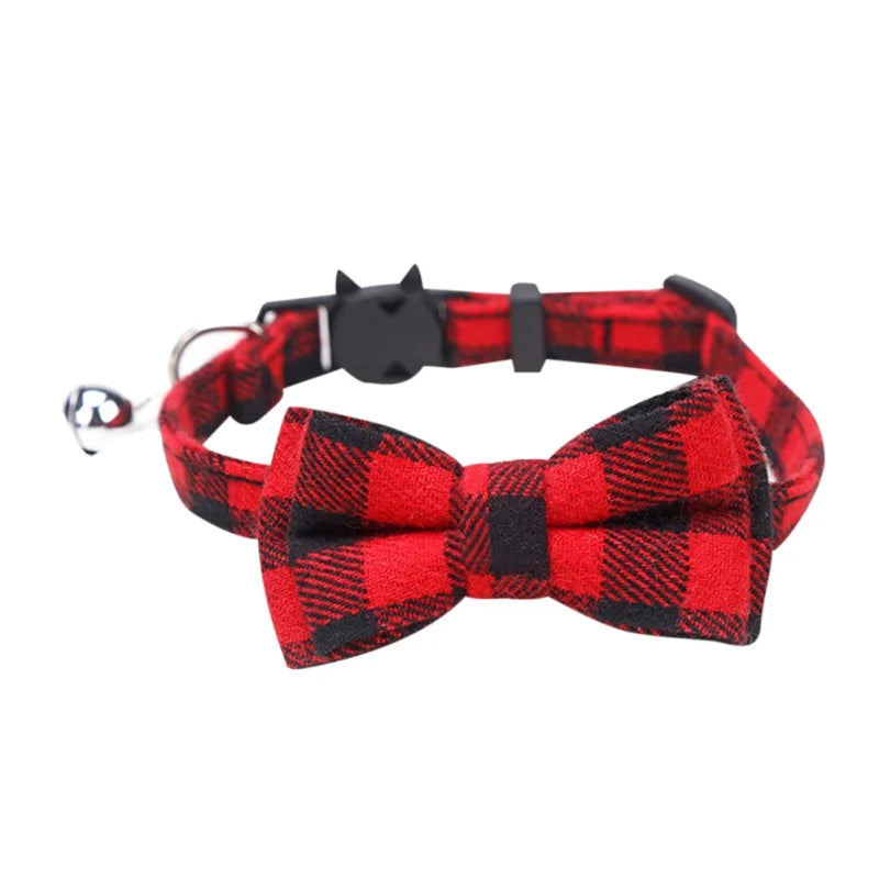 Christmas Dog Or Cat Collar Big Bowknot Holiday Tie Adjustable Neck Strap