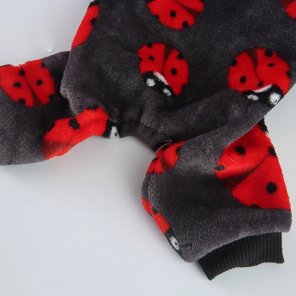 Warm Dog Pajamas Clothes Ladybug Penguin Pattern Clothes