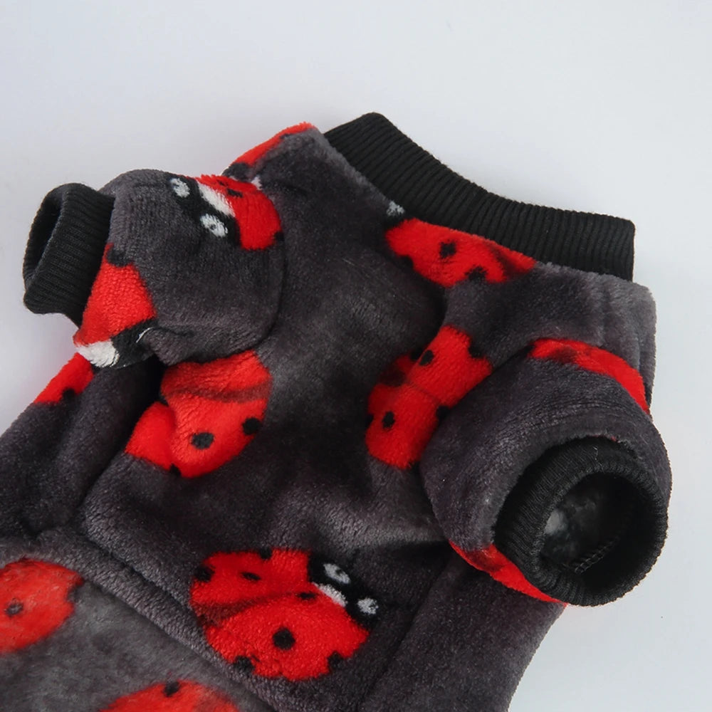 Warm Dog Pajamas Clothes Ladybug Penguin Pattern Clothes