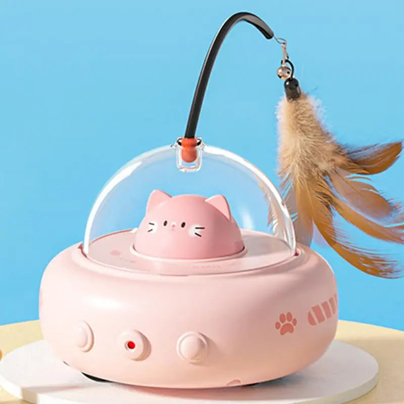 Electric Interactive Cat Toy with Feather Teaser Wand Rechargeable