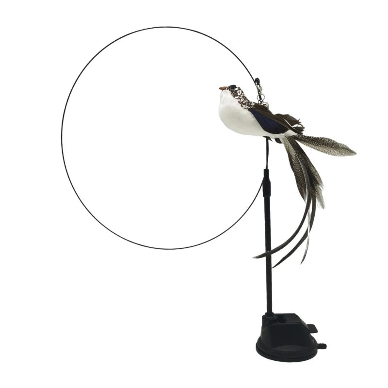 Interactive Cat Toy Simulation Feather Bird with Suction Cup