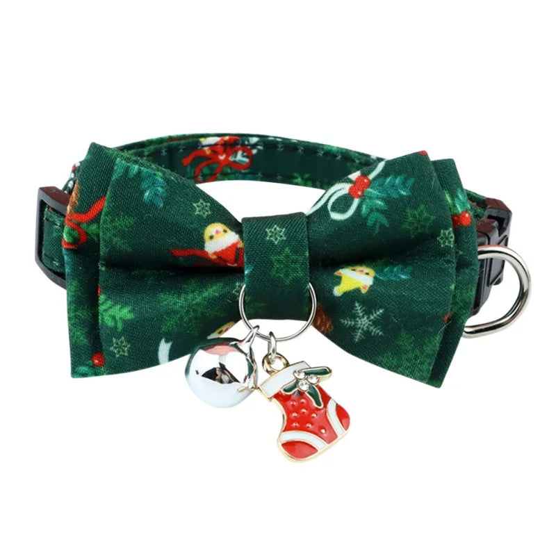 Christmas Dog Or Cat Collar Big Bowknot Holiday Tie Adjustable Neck Strap