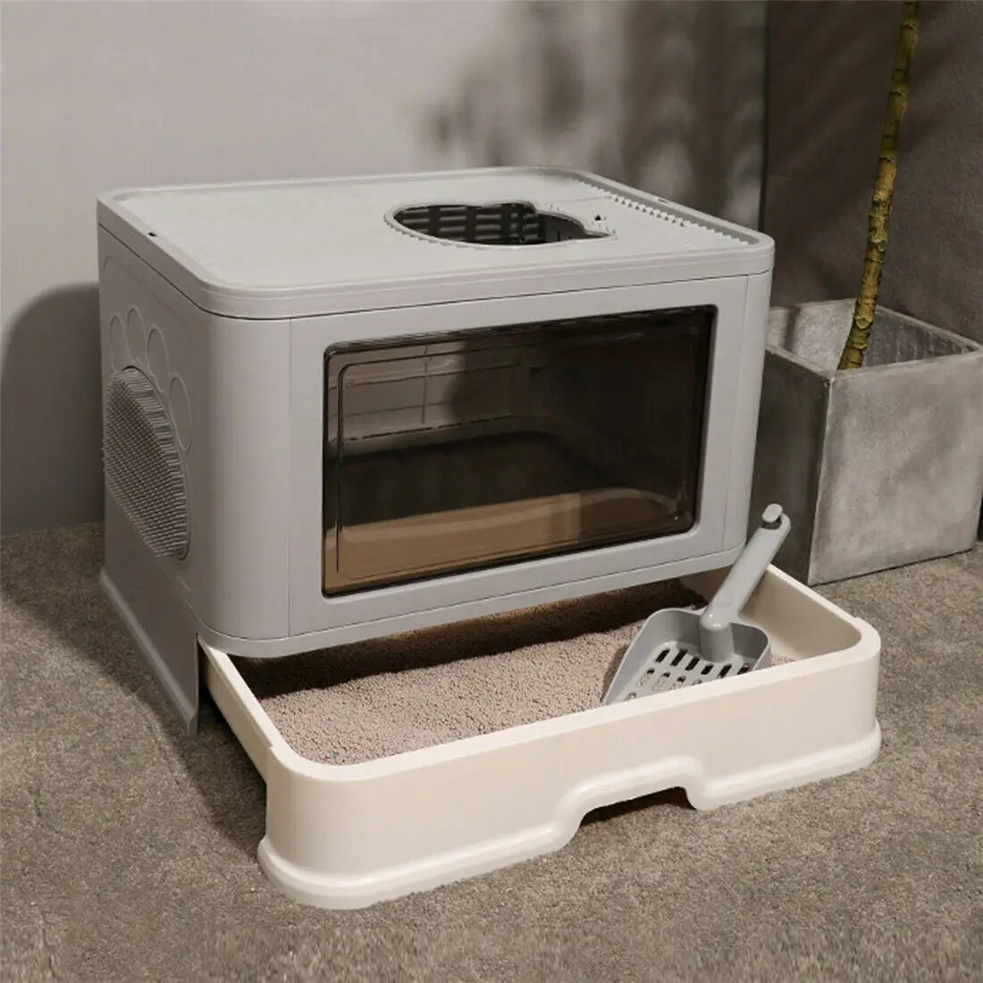 Foldable Cat Litter Box Front Entry & Top Exit Boxes