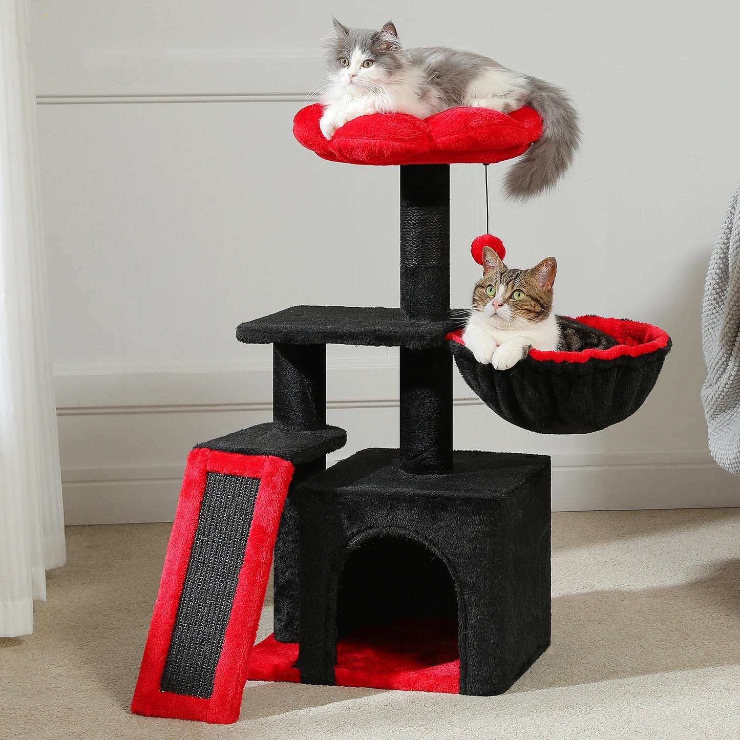 Small Cat Tower for Indoor Tree with Large Hammock