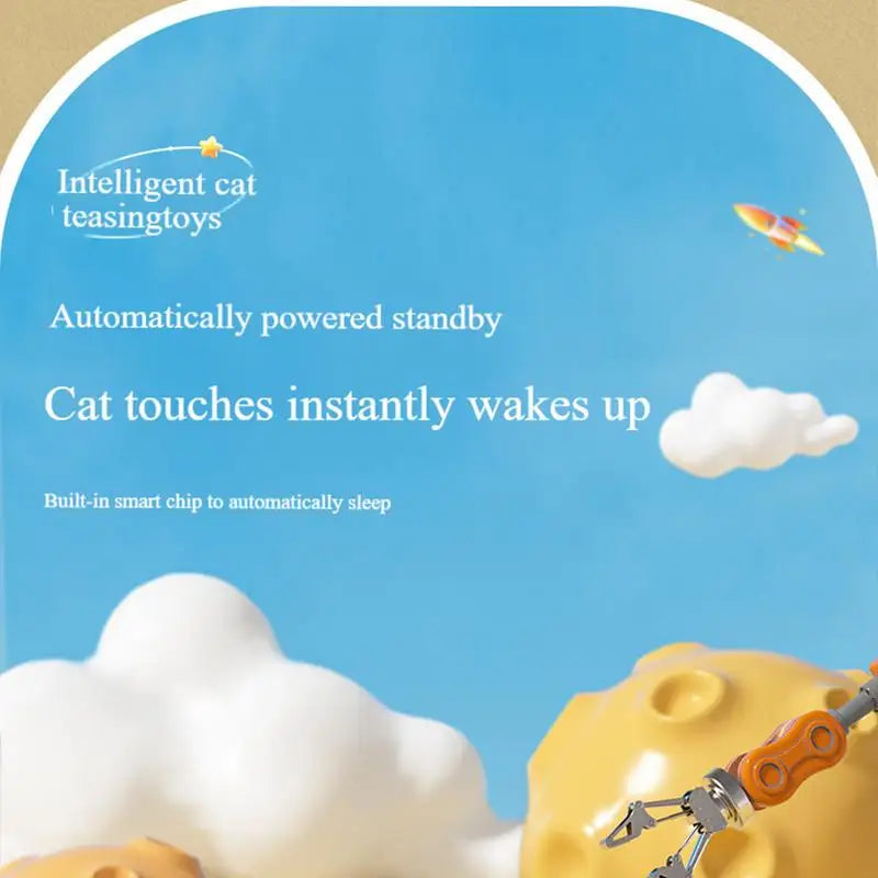 Electric Interactive Cat Toy with Feather Teaser Wand Rechargeable
