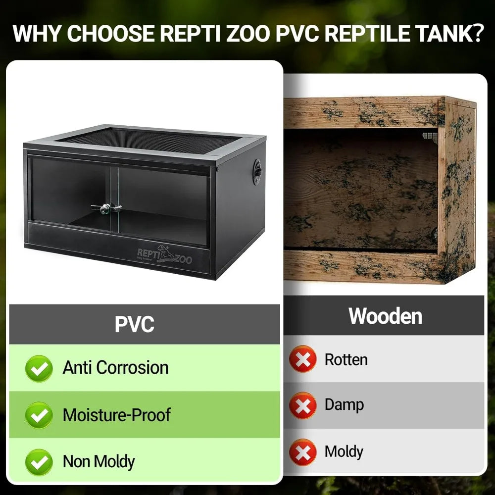 20 Gallon PVC Reptile Terrarium, 24x18x12 Reptile Tank