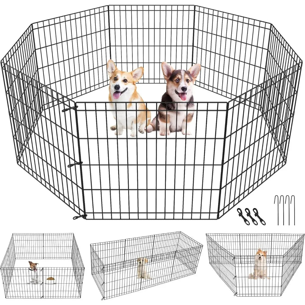 Pet Dog Playpen 24/30/36/42/48 Inch Metal Portable pen