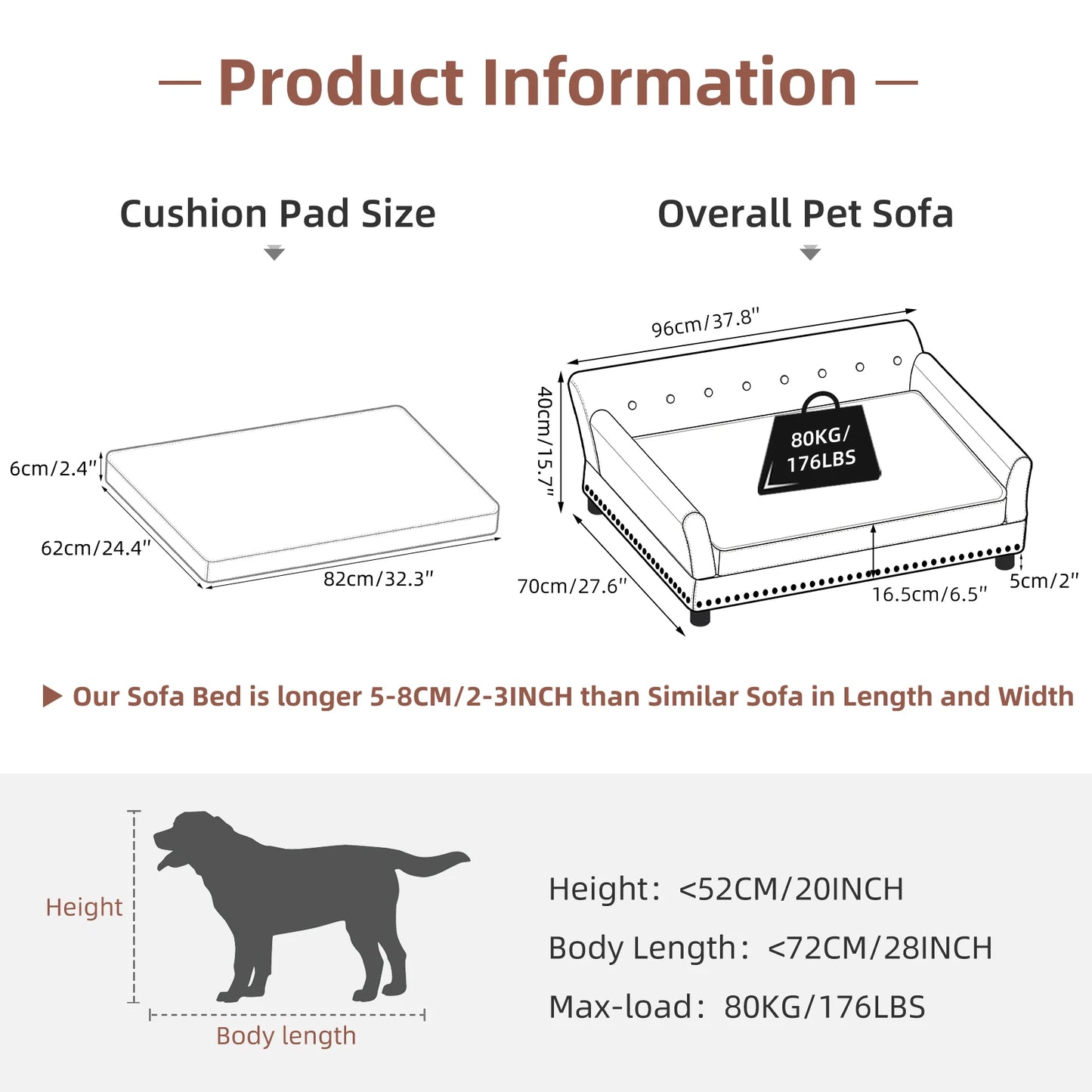 Elevated Dog Bed Sofa Mat Microfiber Leather Cover