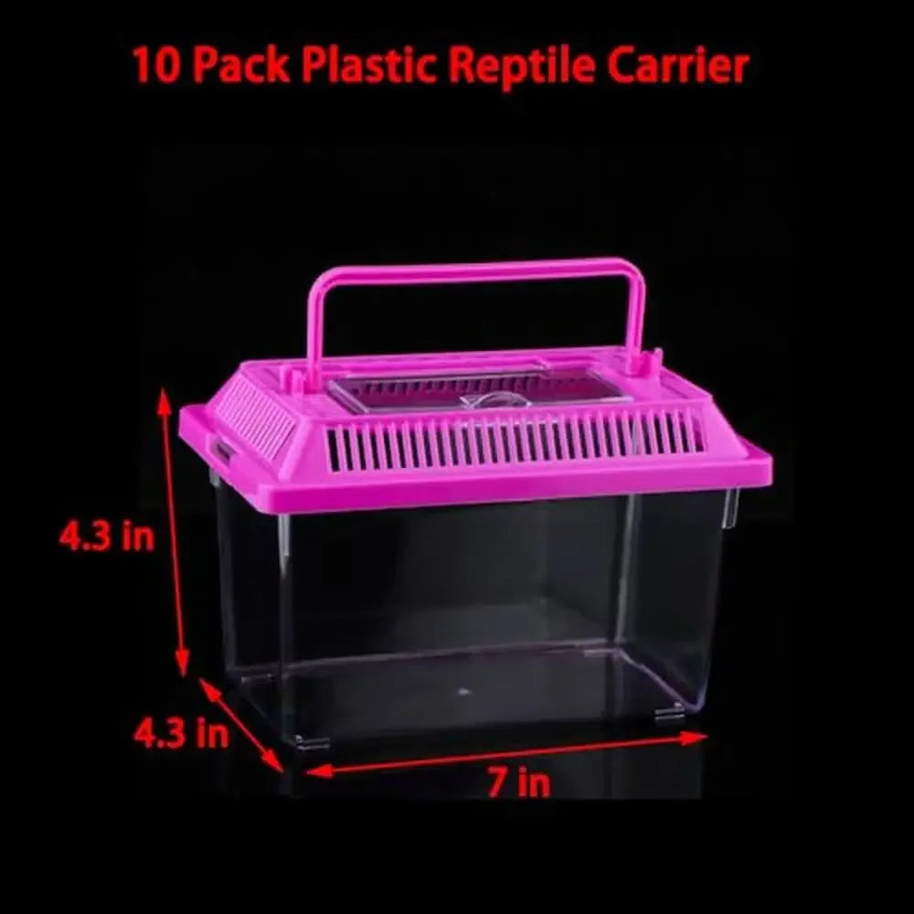 10pc Plastic Reptile Carrier Box Transparent Design